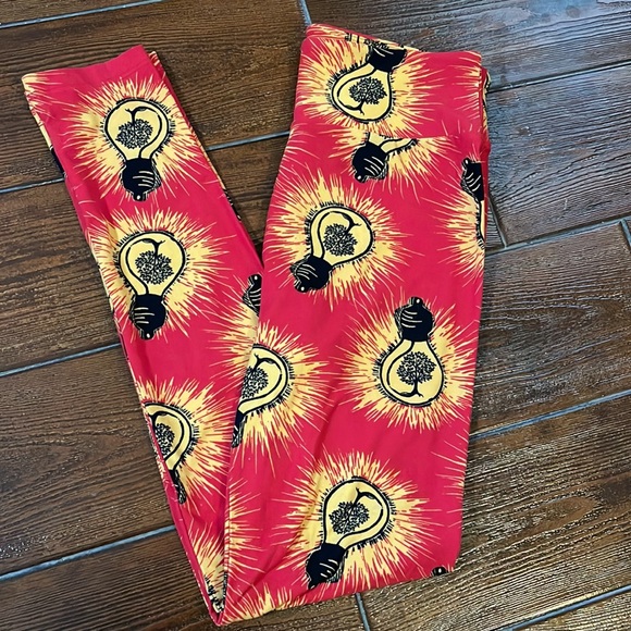 LulaRoe Light Bulb Leggings Red & Yallow - Picture 6 of 12